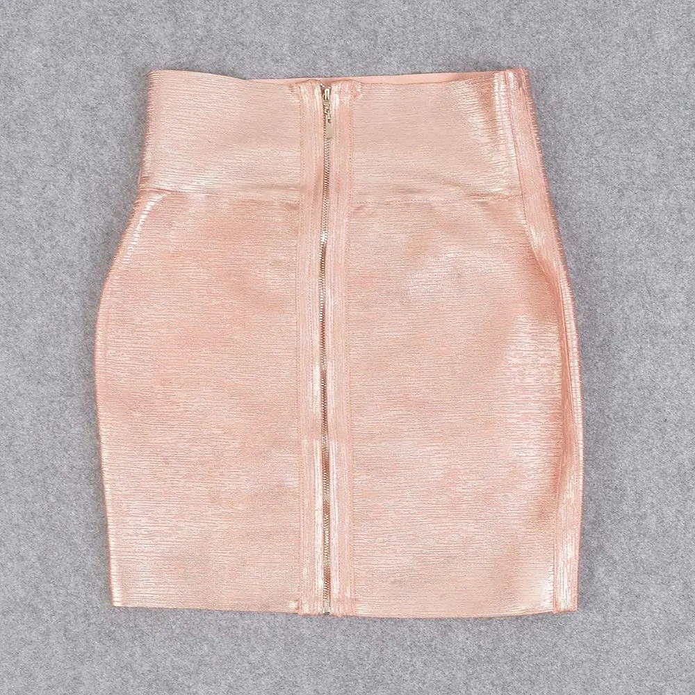 Elastic Leather High Waist Bodycon Mini Skirt