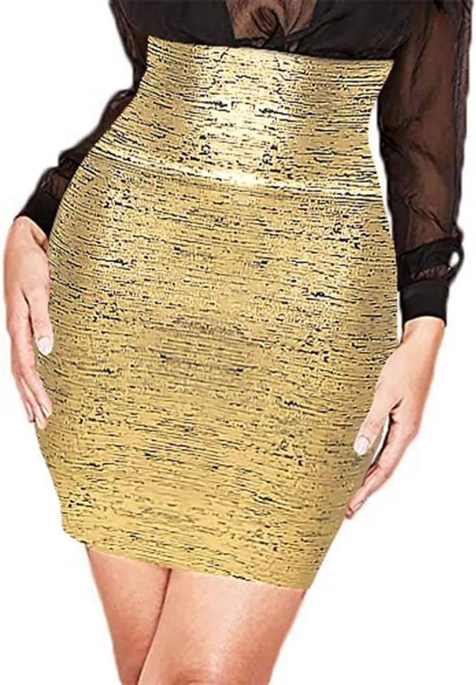Elastic Leather High Waist Bodycon Mini Skirt