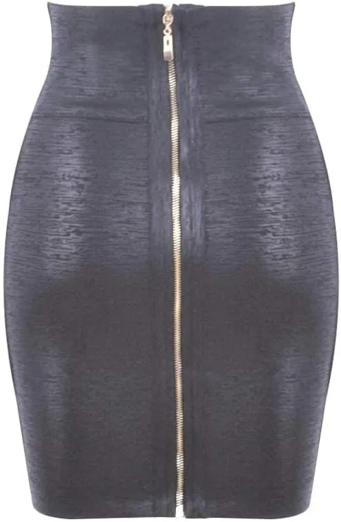 Elastic Leather High Waist Bodycon Mini Skirt