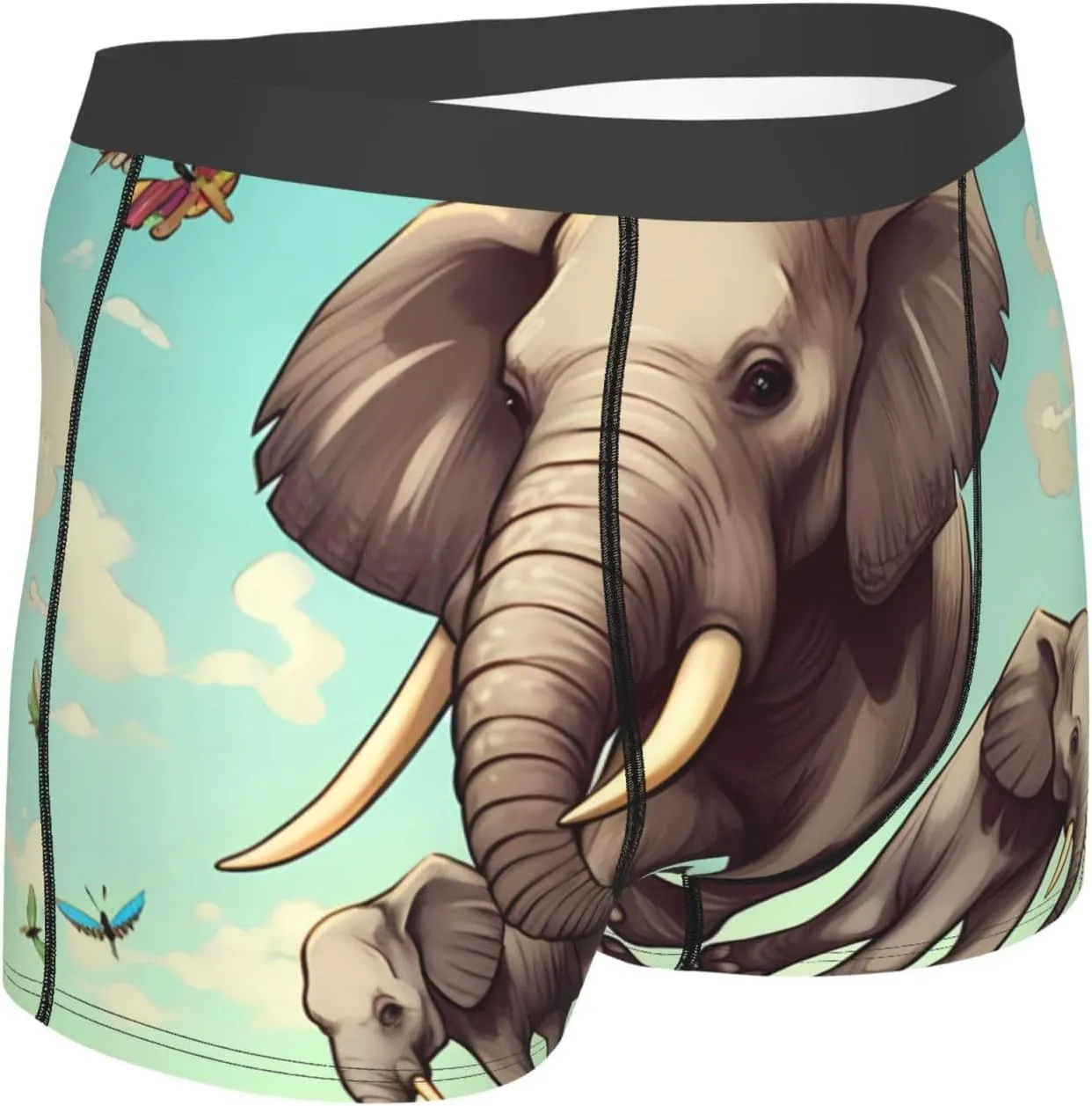 Elephants Men's Boxer Briefs Soft Breathable Underwear Stretch Moisture-Wicking Trunks Tagless