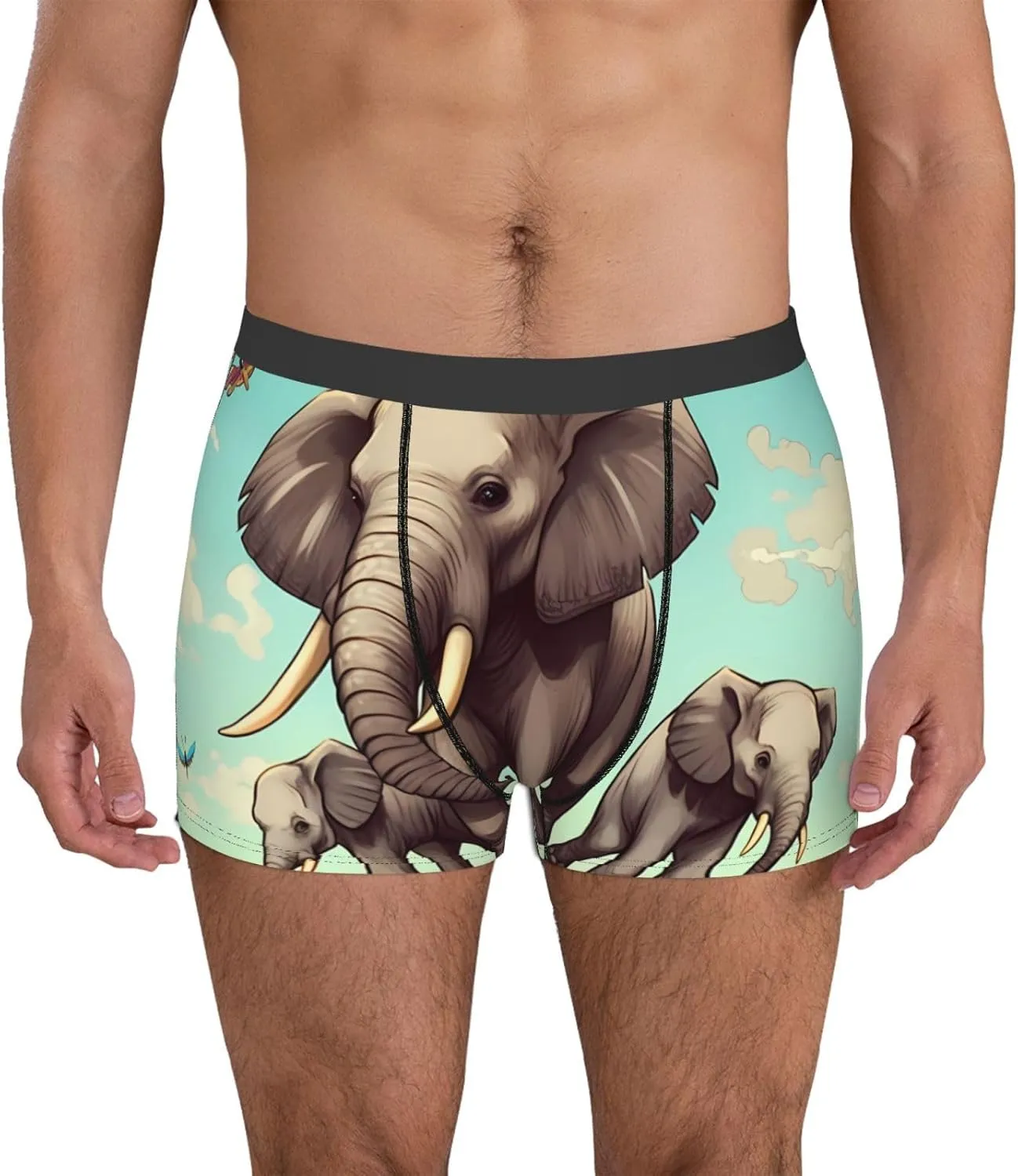 Elephants Men's Boxer Briefs Soft Breathable Underwear Stretch Moisture-Wicking Trunks Tagless