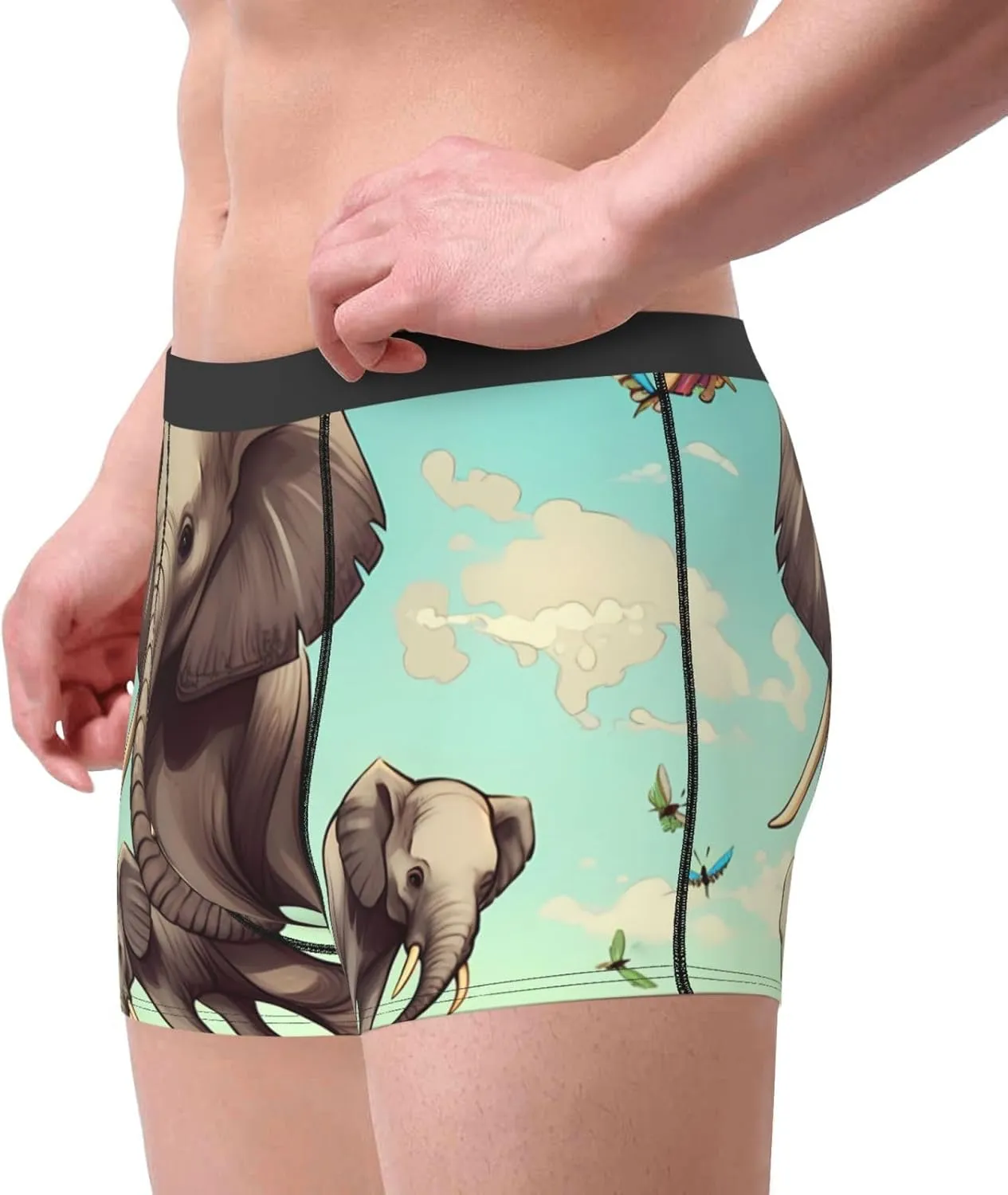 Elephants Men's Boxer Briefs Soft Breathable Underwear Stretch Moisture-Wicking Trunks Tagless