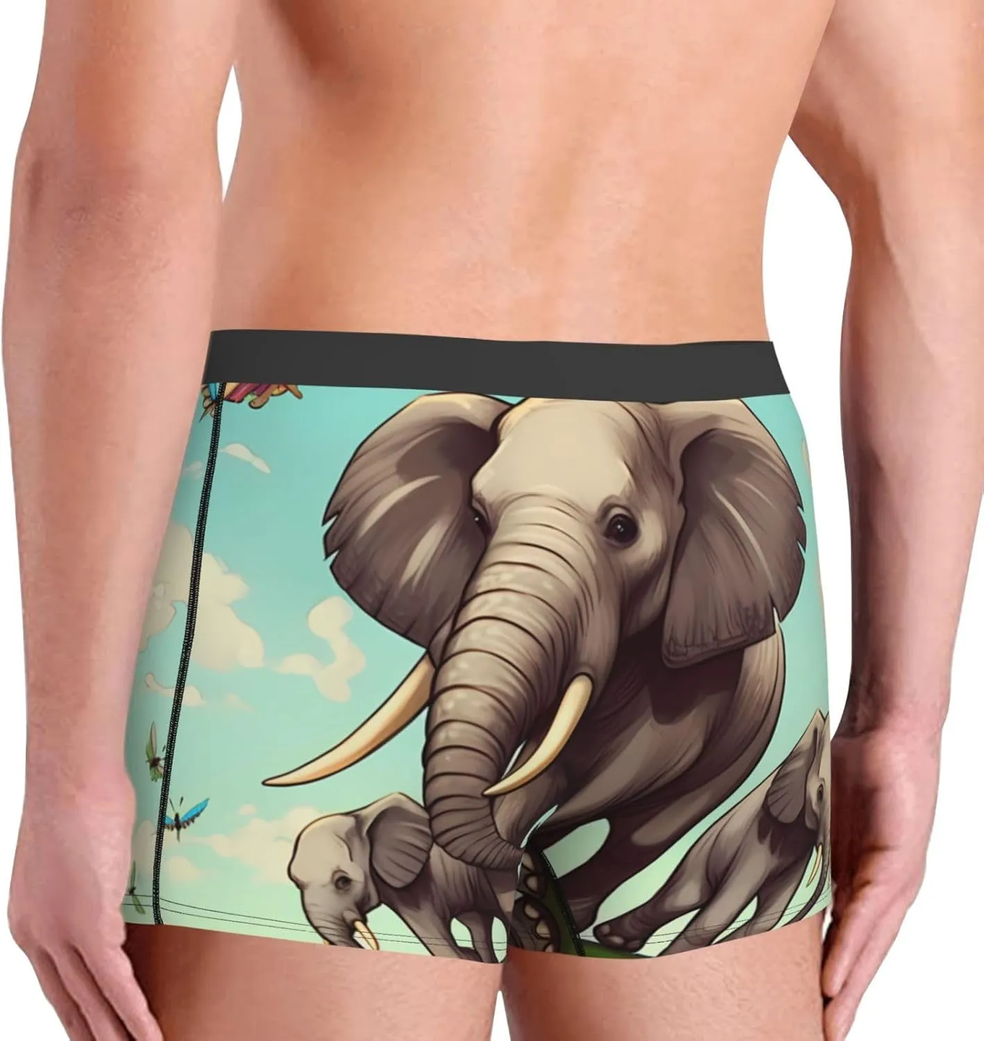 Elephants Men's Boxer Briefs Soft Breathable Underwear Stretch Moisture-Wicking Trunks Tagless