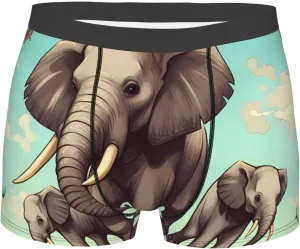 Elephants Men's Boxer Briefs Soft Breathable Underwear Stretch Moisture-Wicking Trunks Tagless