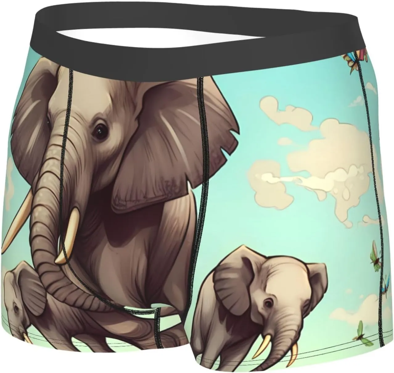 Elephants Men's Boxer Briefs Soft Breathable Underwear Stretch Moisture-Wicking Trunks Tagless