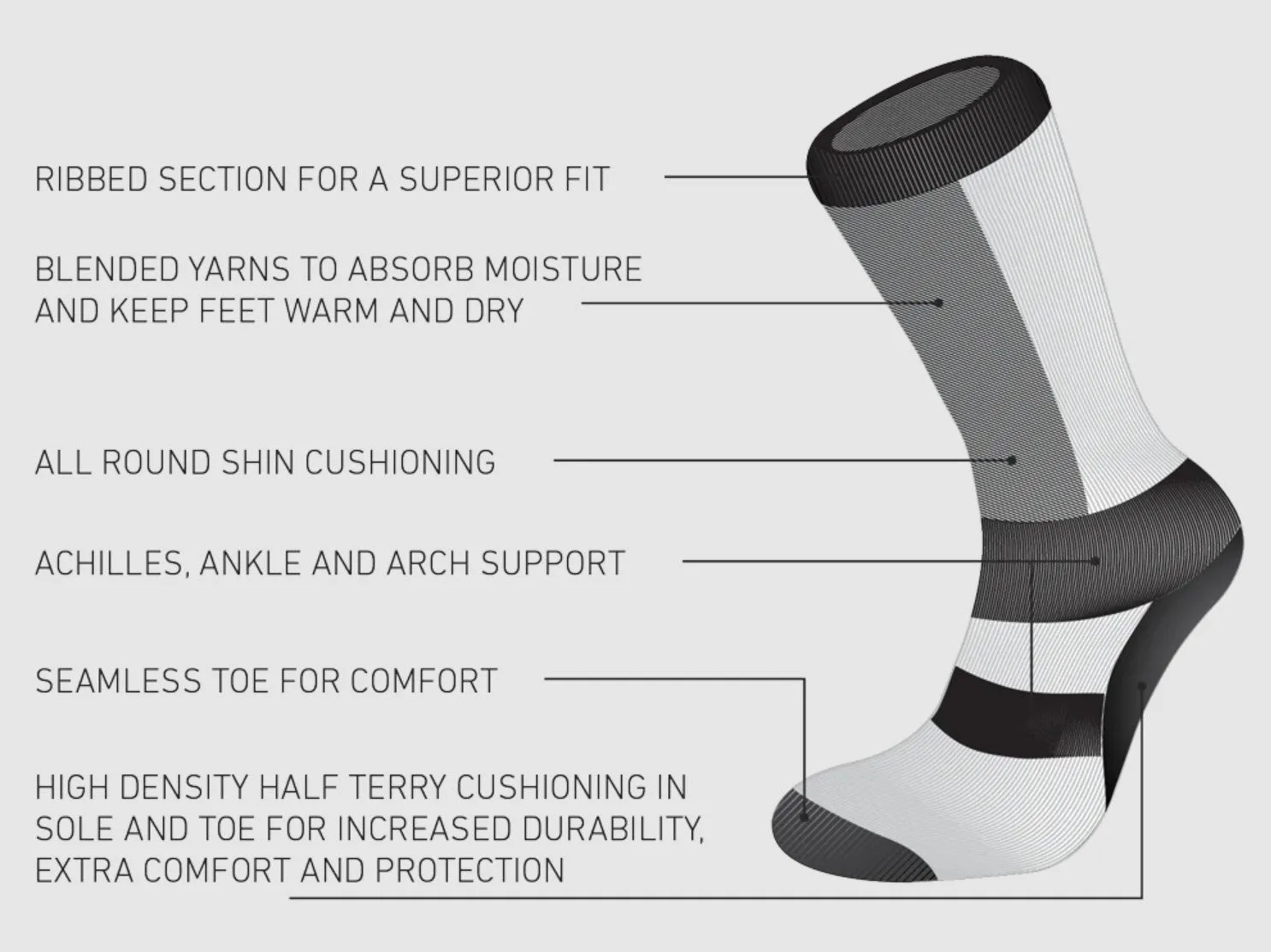Elude Fire Merino Wool Ski Socks True Black Size 2 - 8