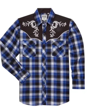 Ely Mens Long Sleeve Royal Blue Plaid Shirt Style 152039042-RO-S