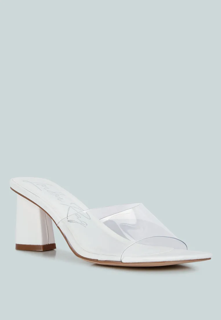 eugnie clear straps block heel sandals