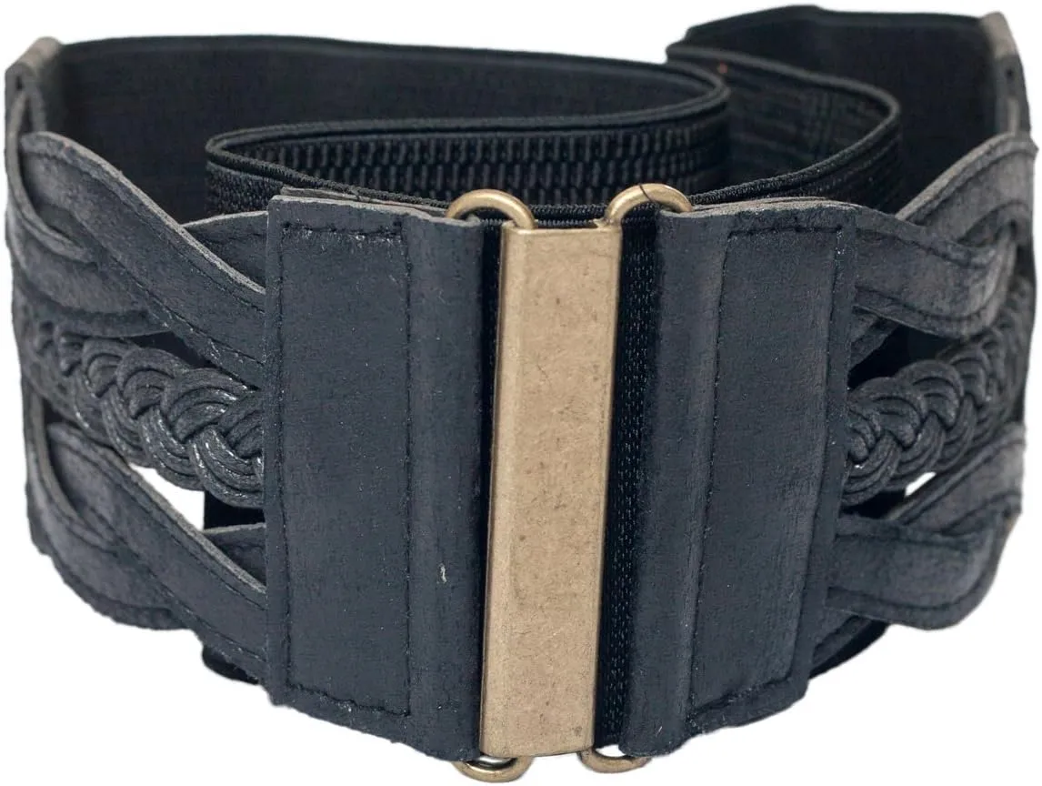 eVogues Braided Elastic Stretchy Retro Wide Waist Cinch Belt