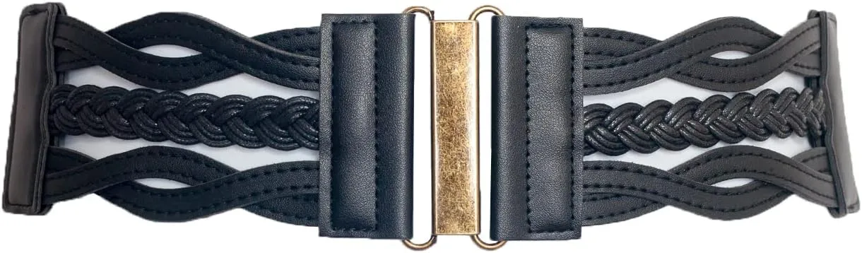 eVogues Braided Elastic Stretchy Retro Wide Waist Cinch Belt