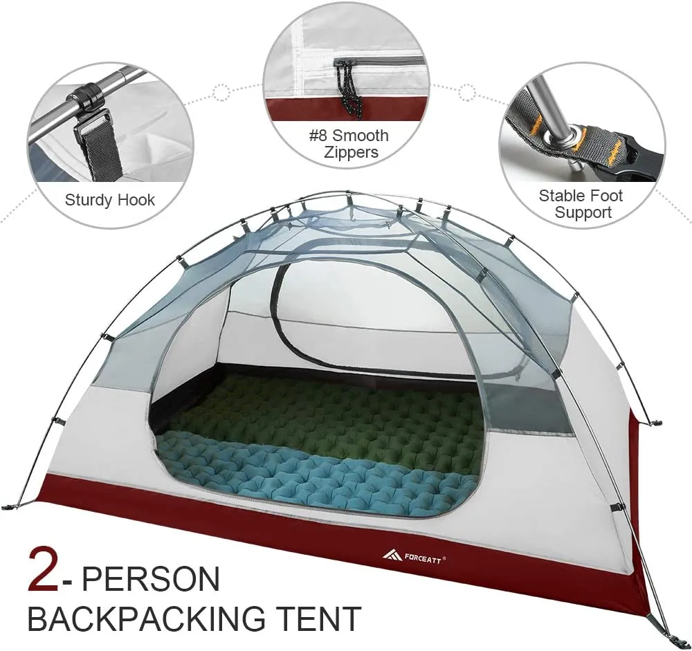 Explore the Outdoors with Forceatt Camping Tents: Waterproof, Ultralight, and Easy to Set Up. Perfect for 2 or 4 Persons, Ideal for Trekking, Outdoor Adventures, and Festivals in Any Season
