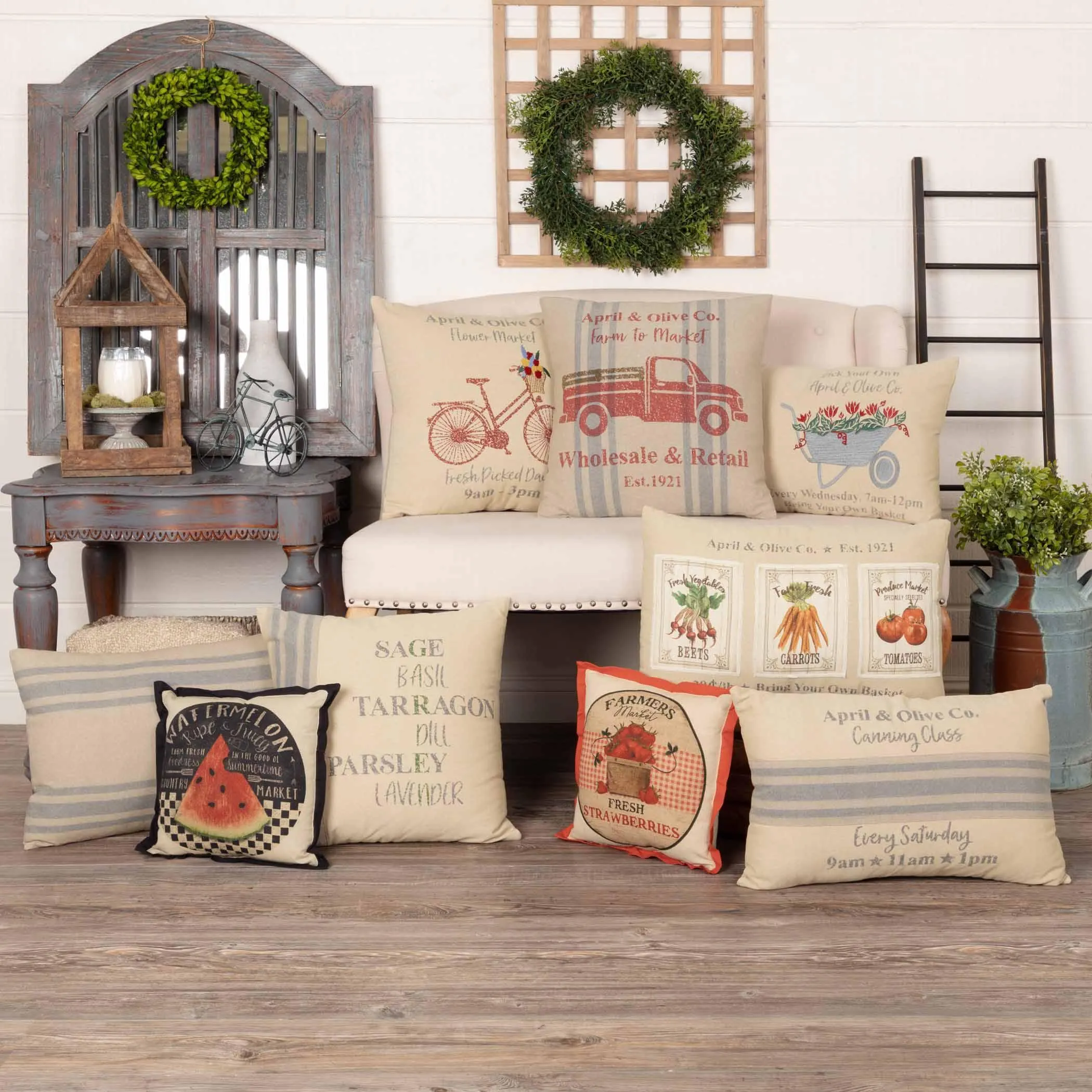 Farmer's Market Grain Sack Stripe Pillow 14x22 VHC Brands