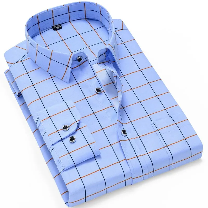 Fashion Men's Casual Long Sleeved Printed Slim Fit Shirt
