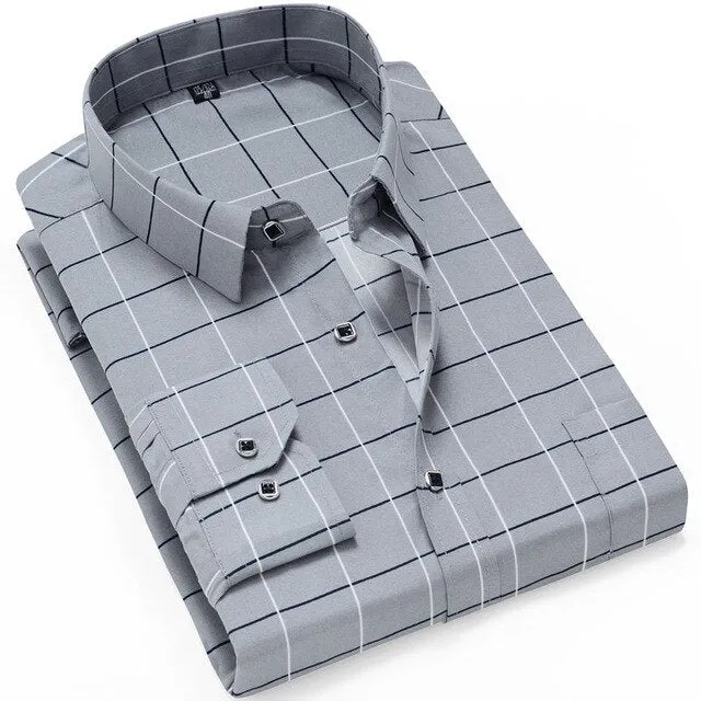 Fashion Men's Casual Long Sleeved Printed Slim Fit Shirt
