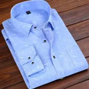 Fashion Men's Casual Long Sleeved Printed Slim Fit Shirt
