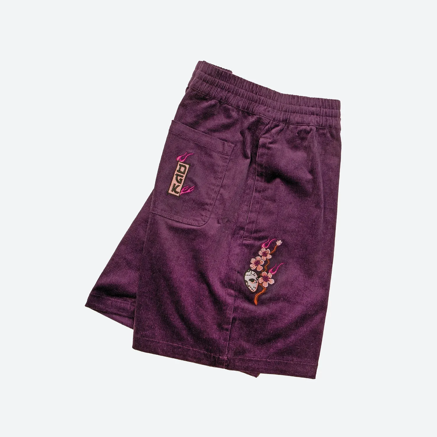 Fire Blossom Embroidered Corduroy Short