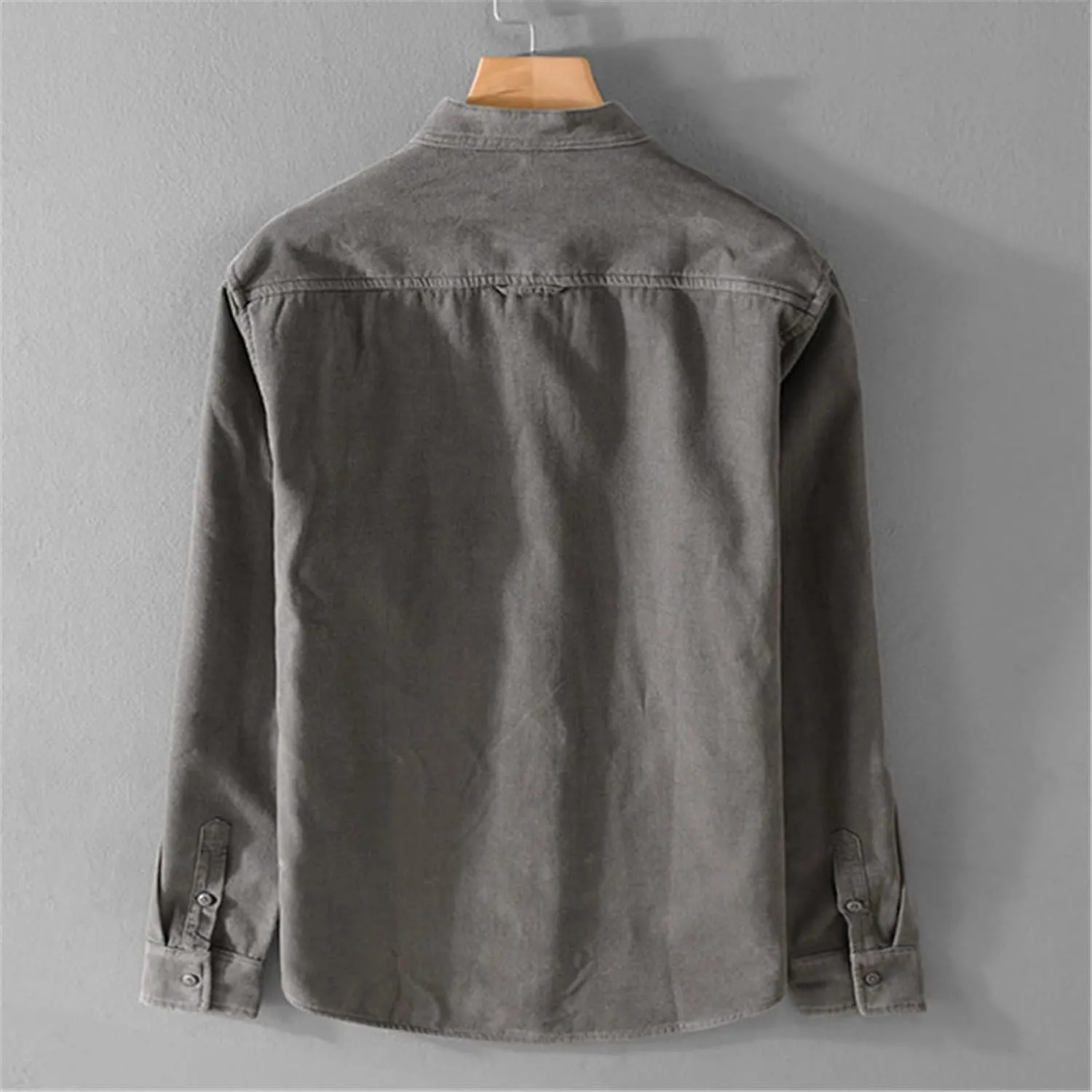 Fleece Lined Corduroy Shirt for Men Long Sleeve Button Down Casual Shirt Slim Fit Textured Shirts with Chest Pocket