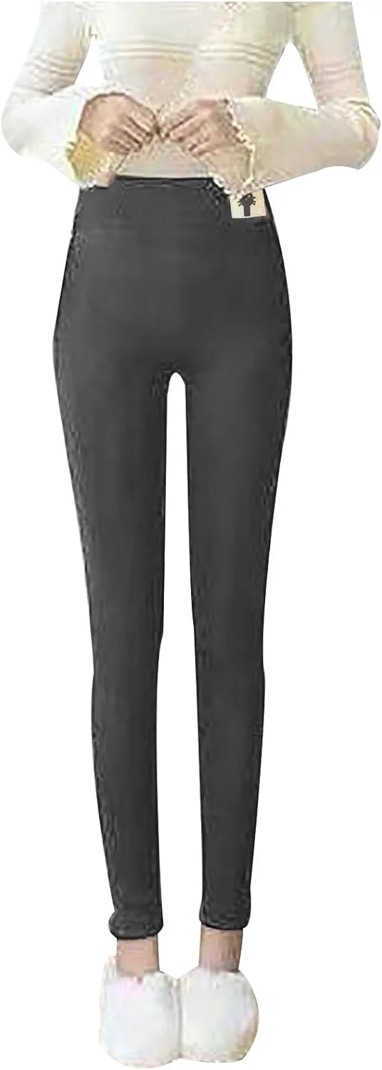 Fleece Lined Leggings Women High Waisted Winter Thermal Warm Pants Thick Yoga Tummy Control Athletic Tights