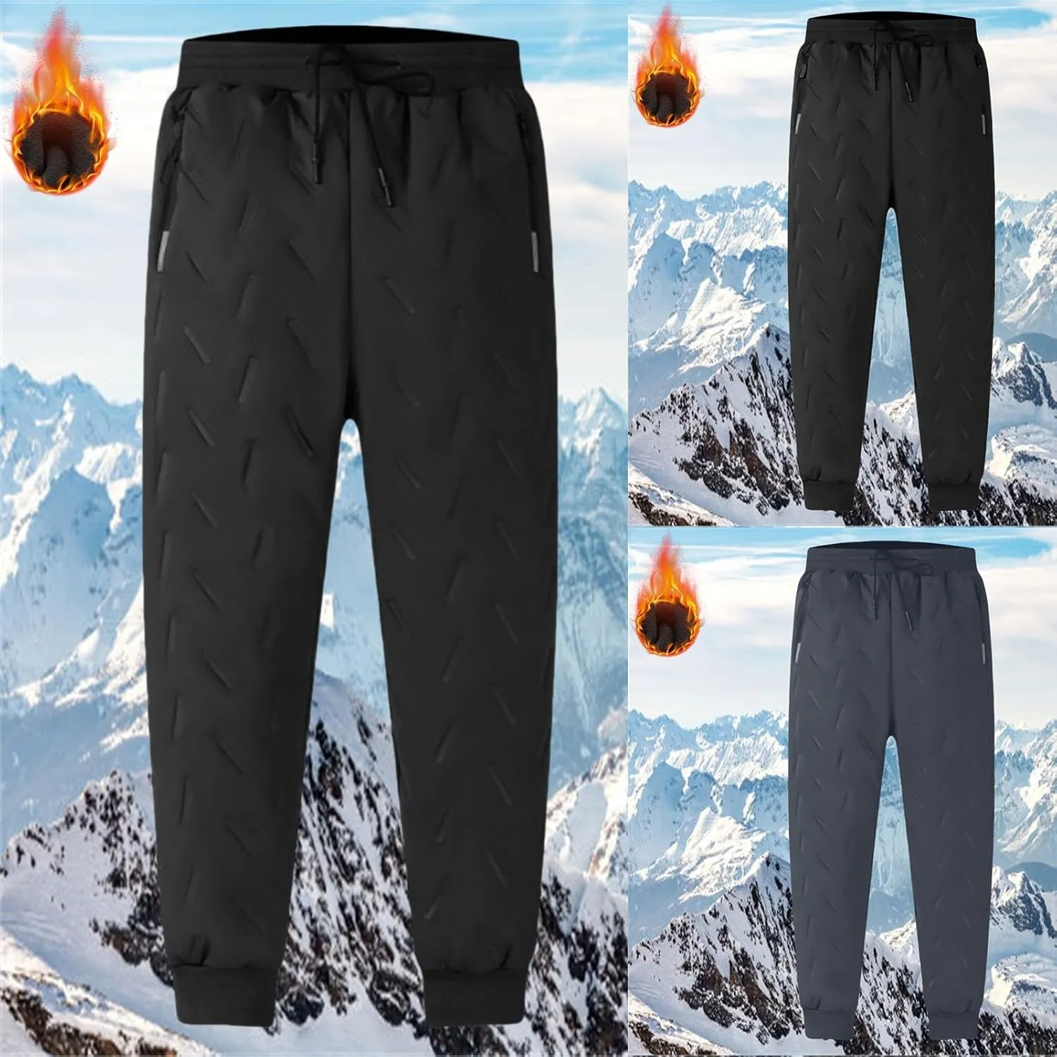 Fleece Lined Pants Men Pants Trousers Casual Pants Drawstring Elastic Waist Straight Leg Active Winter Thicken Track