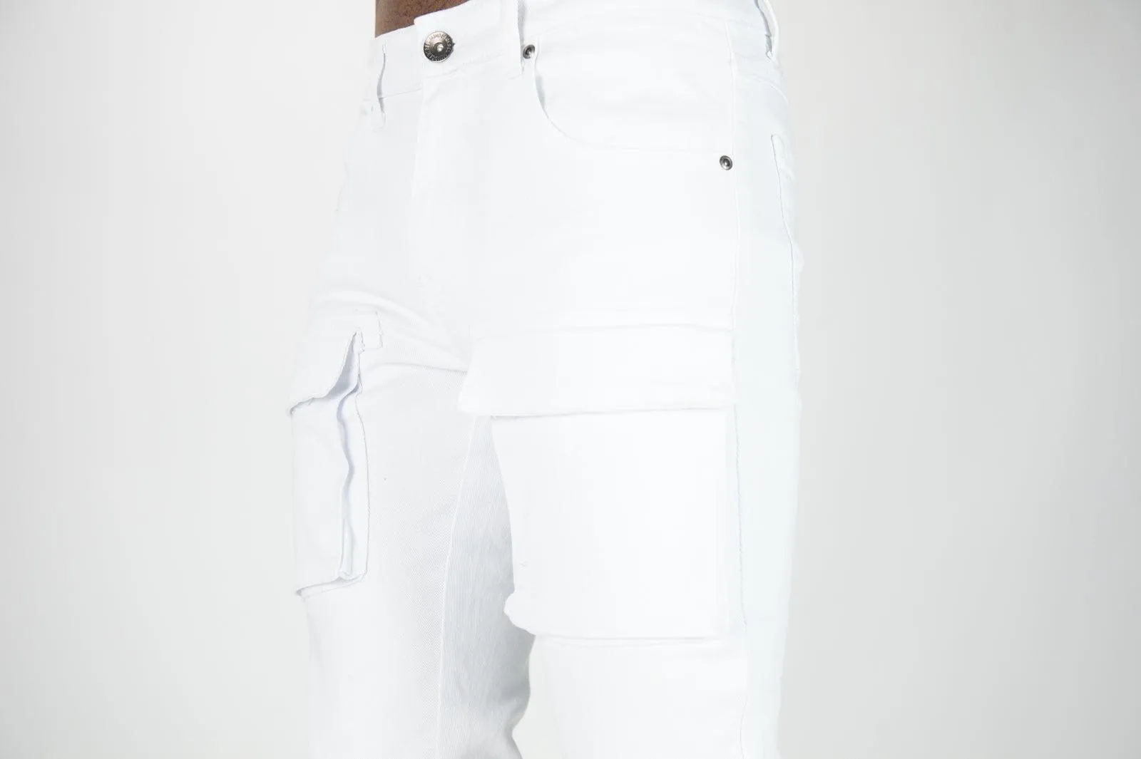 Front Cargo Twill Pants - White