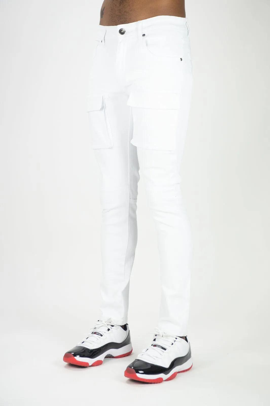Front Cargo Twill Pants - White