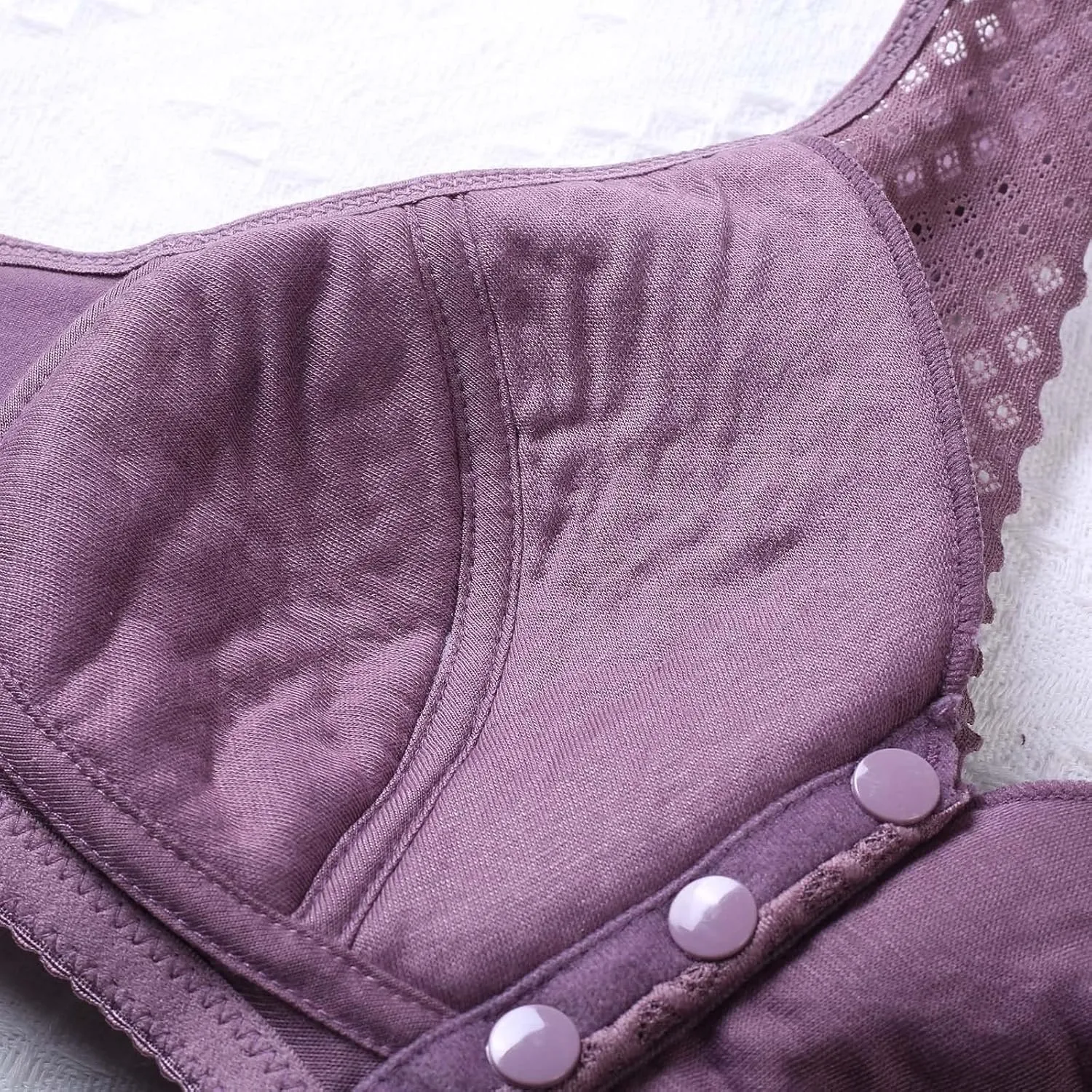 Front Closure Bras for Older Women Button Push Up Bras T Back Plus Size Full Coverage Seamless No Underwire Bralettes