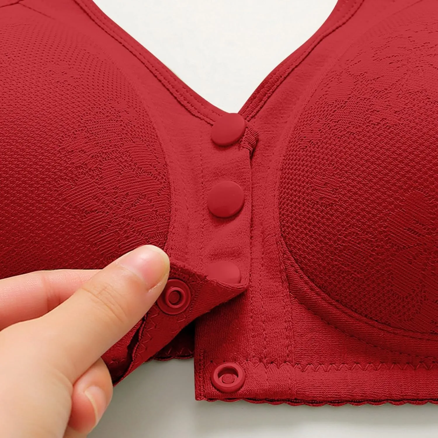 Front Closure Bras for Women Floral Lace Gather Push Up Cotton Bras Moisture-Wicking Wirefree U-Back Full Coverage Bralettes