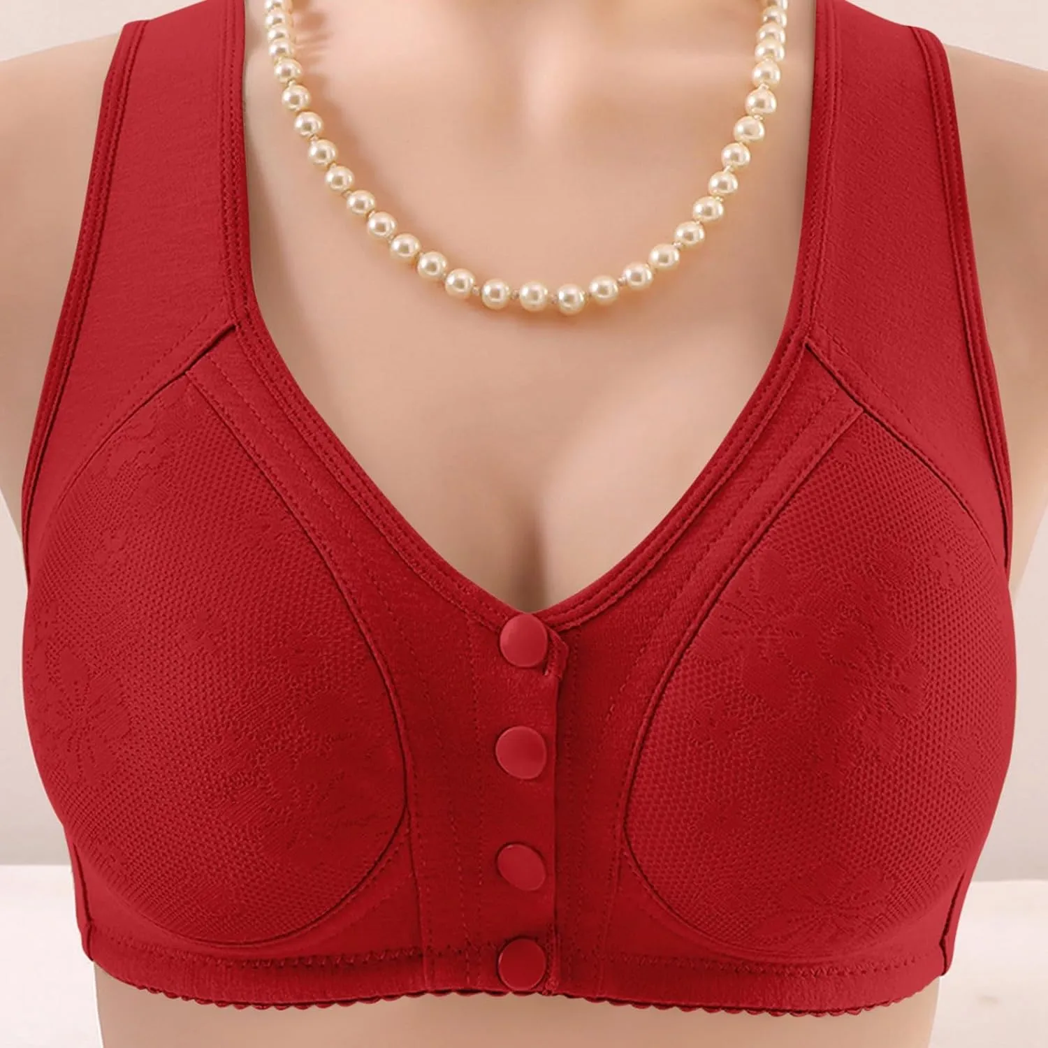 Front Closure Bras for Women Floral Lace Gather Push Up Cotton Bras Moisture-Wicking Wirefree U-Back Full Coverage Bralettes