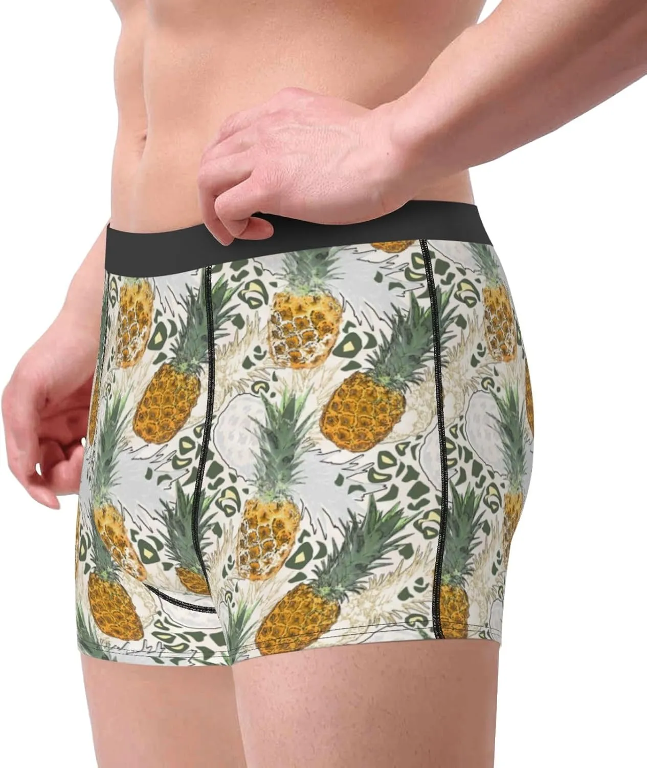 Fruit Pineapples Print Boxer Briefs For Men Breathable Underwear-