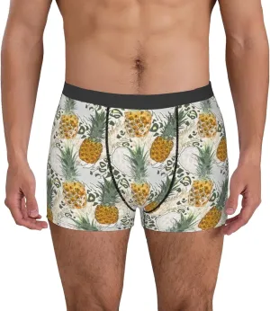 Fruit Pineapples Print Boxer Briefs For Men Breathable Underwear-