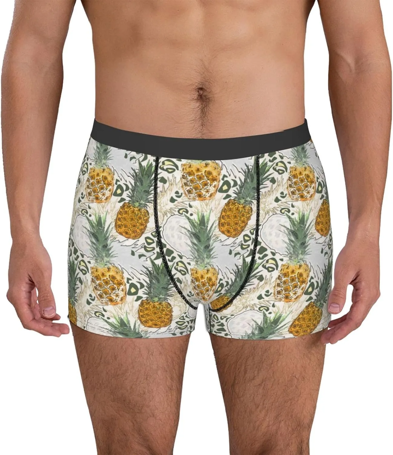 Fruit Pineapples Print Boxer Briefs For Men Breathable Underwear-