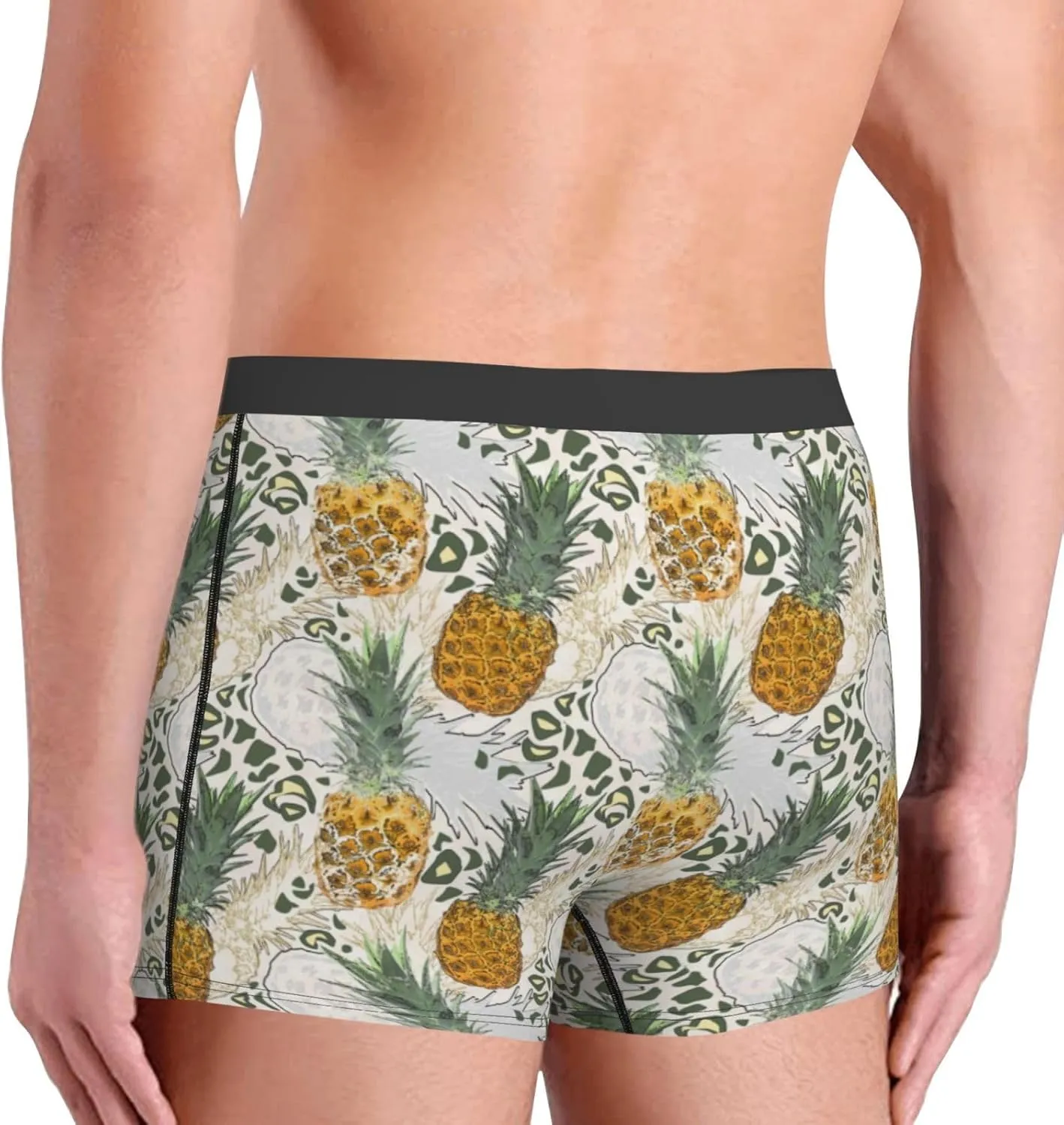Fruit Pineapples Print Boxer Briefs For Men Breathable Underwear-