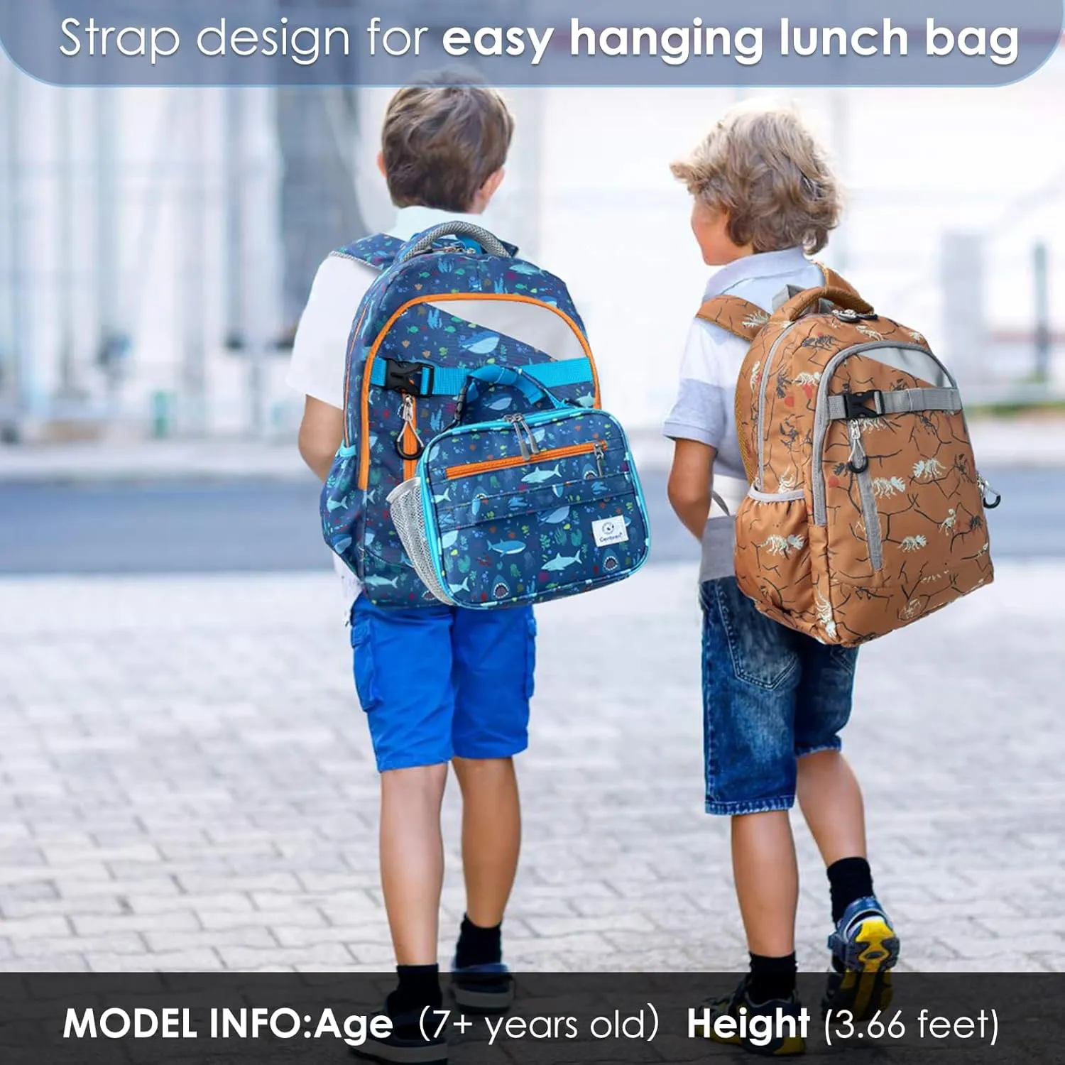 Genteen Kids Backpack for Boys Lightweight School Bags for Elementary Middle School kids Backpacks Boys with Laptop Compartments Backpack for Kids-Dinosaur