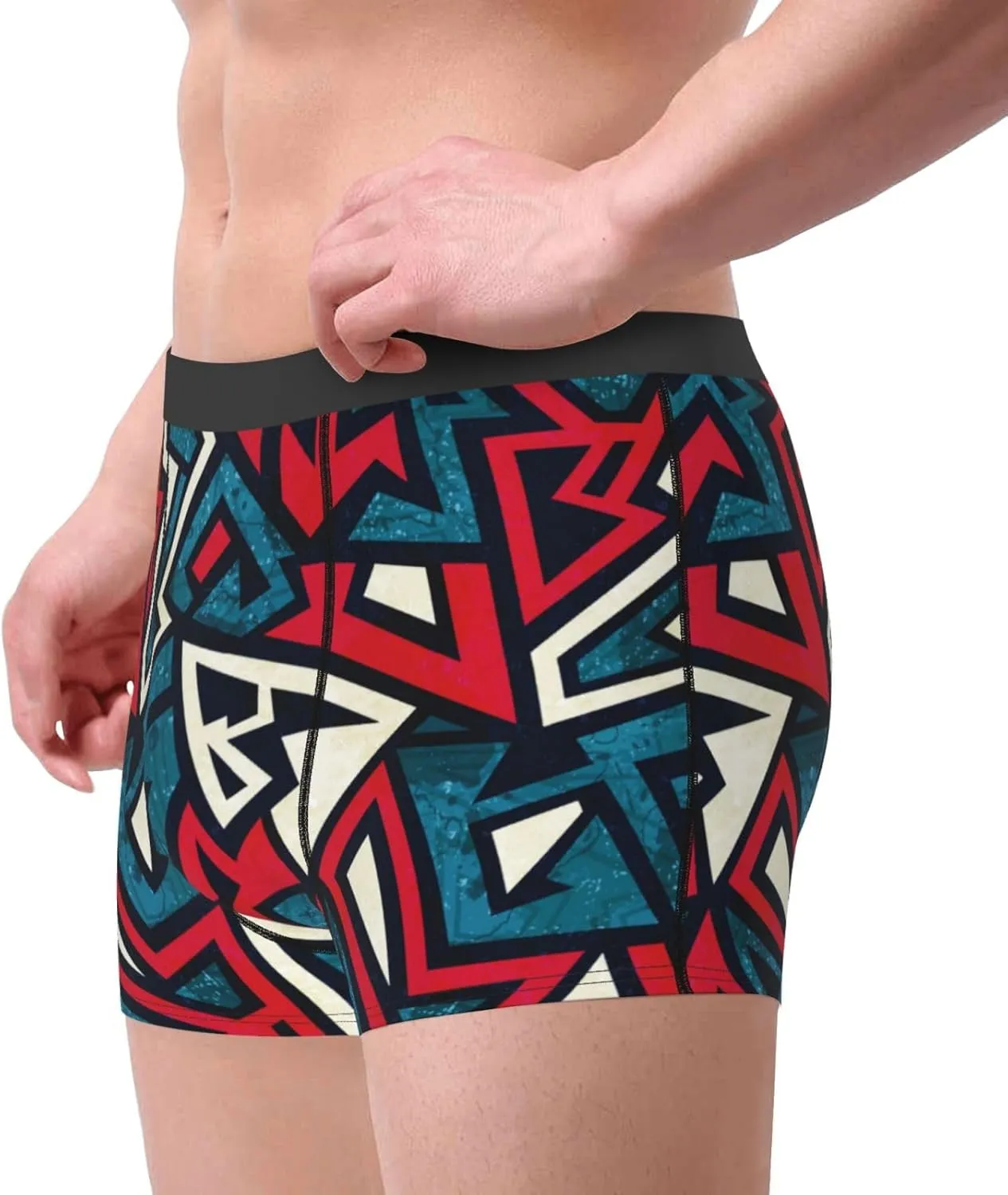 Geometric Elements Print Boxer Briefs For Men Breathable Underwear-