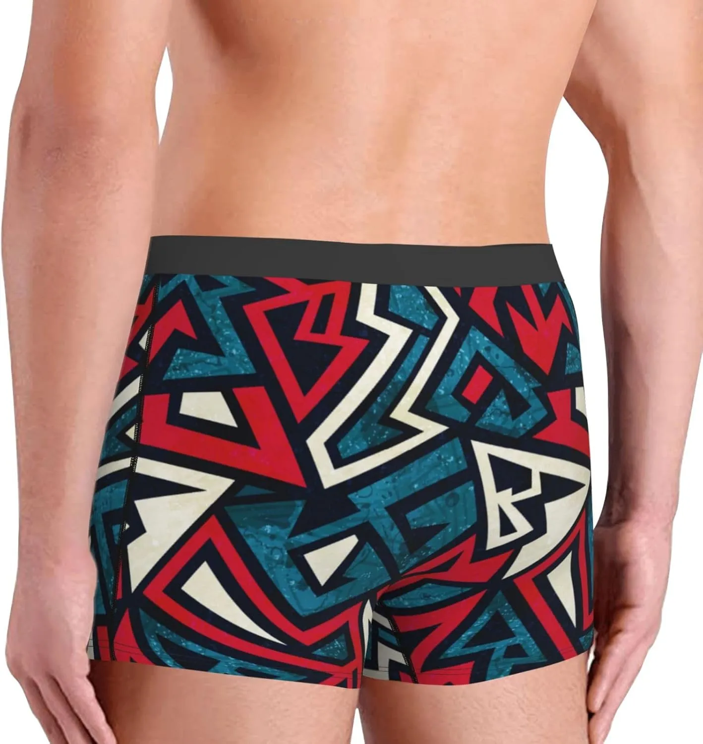 Geometric Elements Print Boxer Briefs For Men Breathable Underwear-