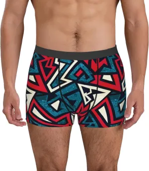Geometric Elements Print Boxer Briefs For Men Breathable Underwear-