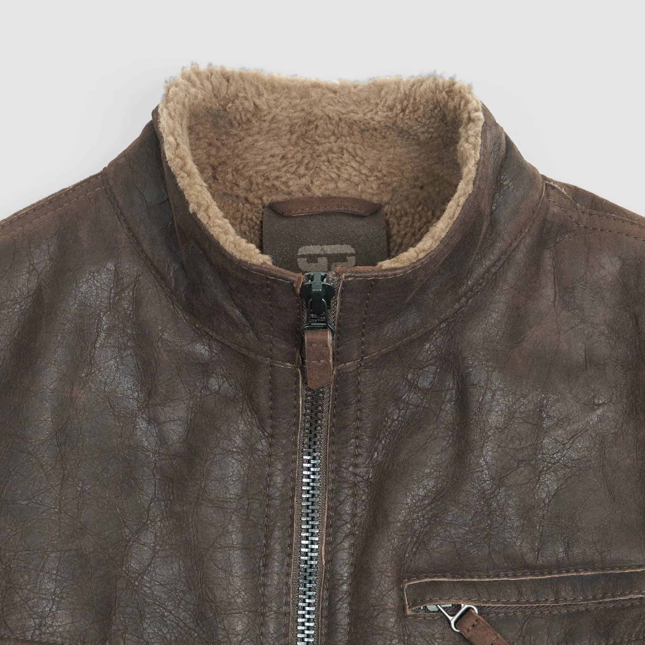 Gimo's Vintage Look Patchwork Leather Car Jacket