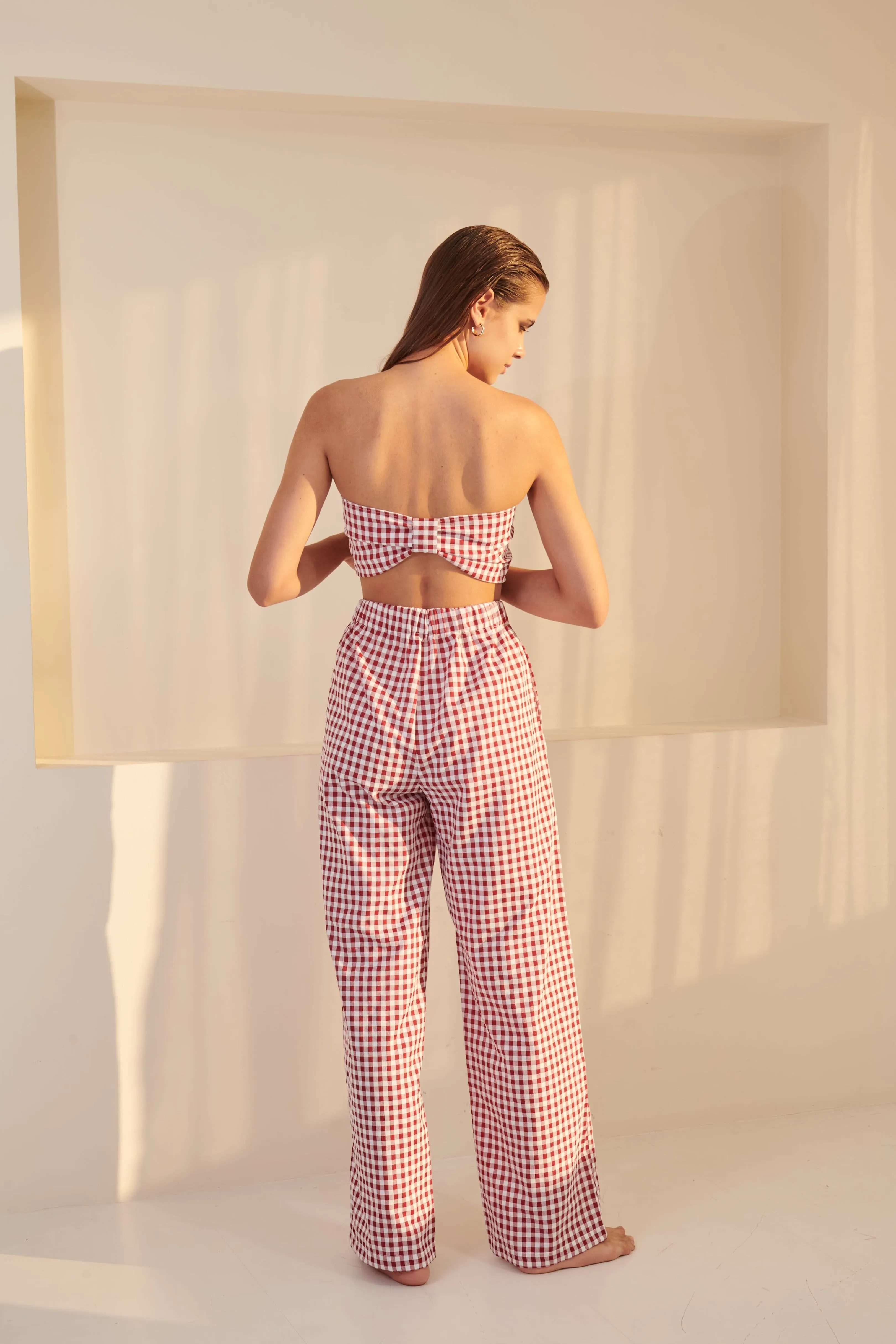 Gingham Bow Bandeau - Black