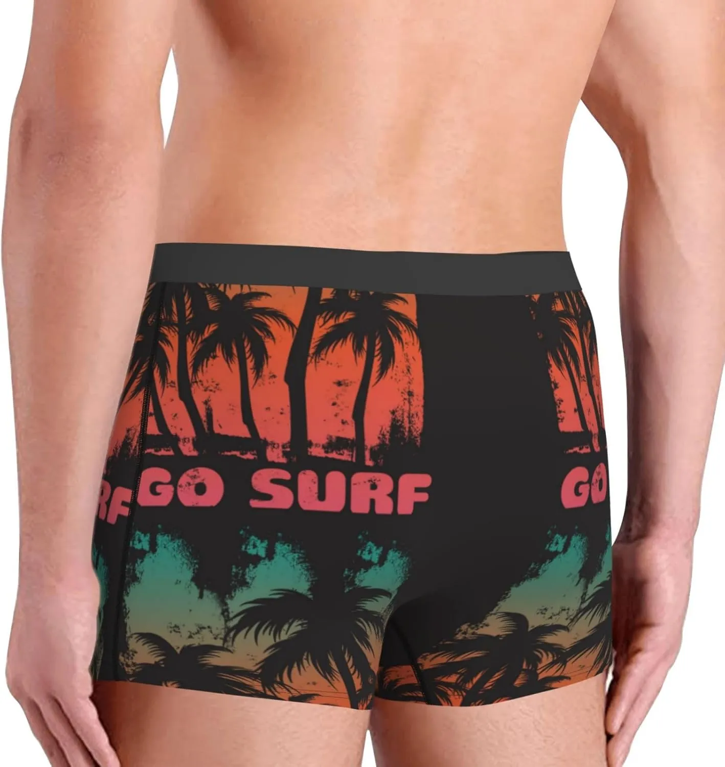 Go Surfer Print Boxer Briefs For Men Breathable Underwear-