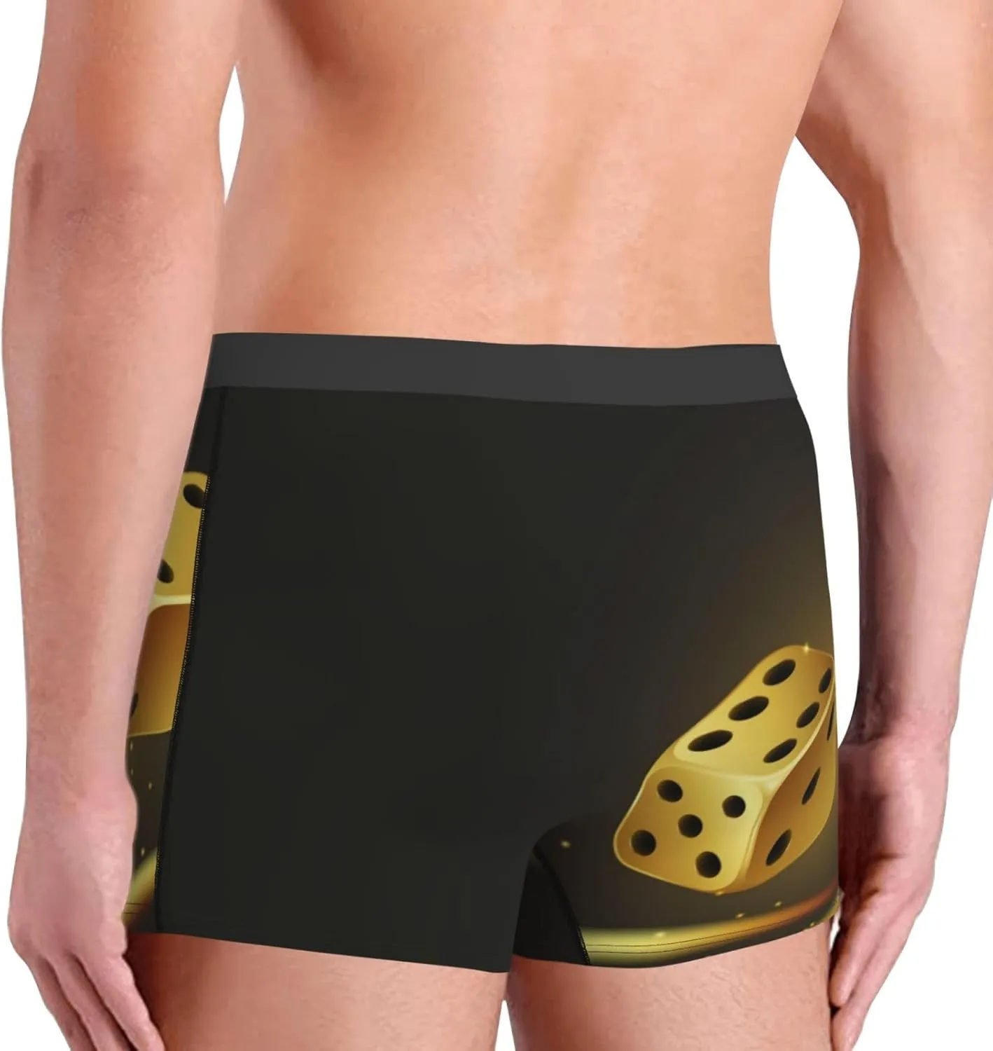 Golden Dice Print Boxer Briefs For Men Breathable Underwear-
