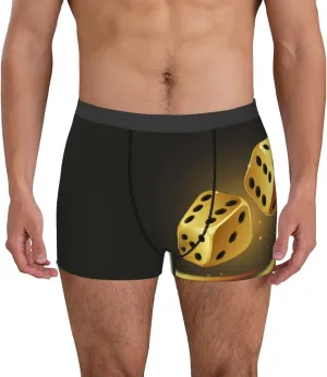 Golden Dice Print Boxer Briefs For Men Breathable Underwear-