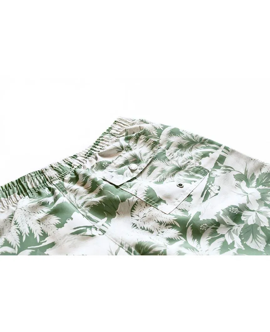 Green Aloha Swim Trunk