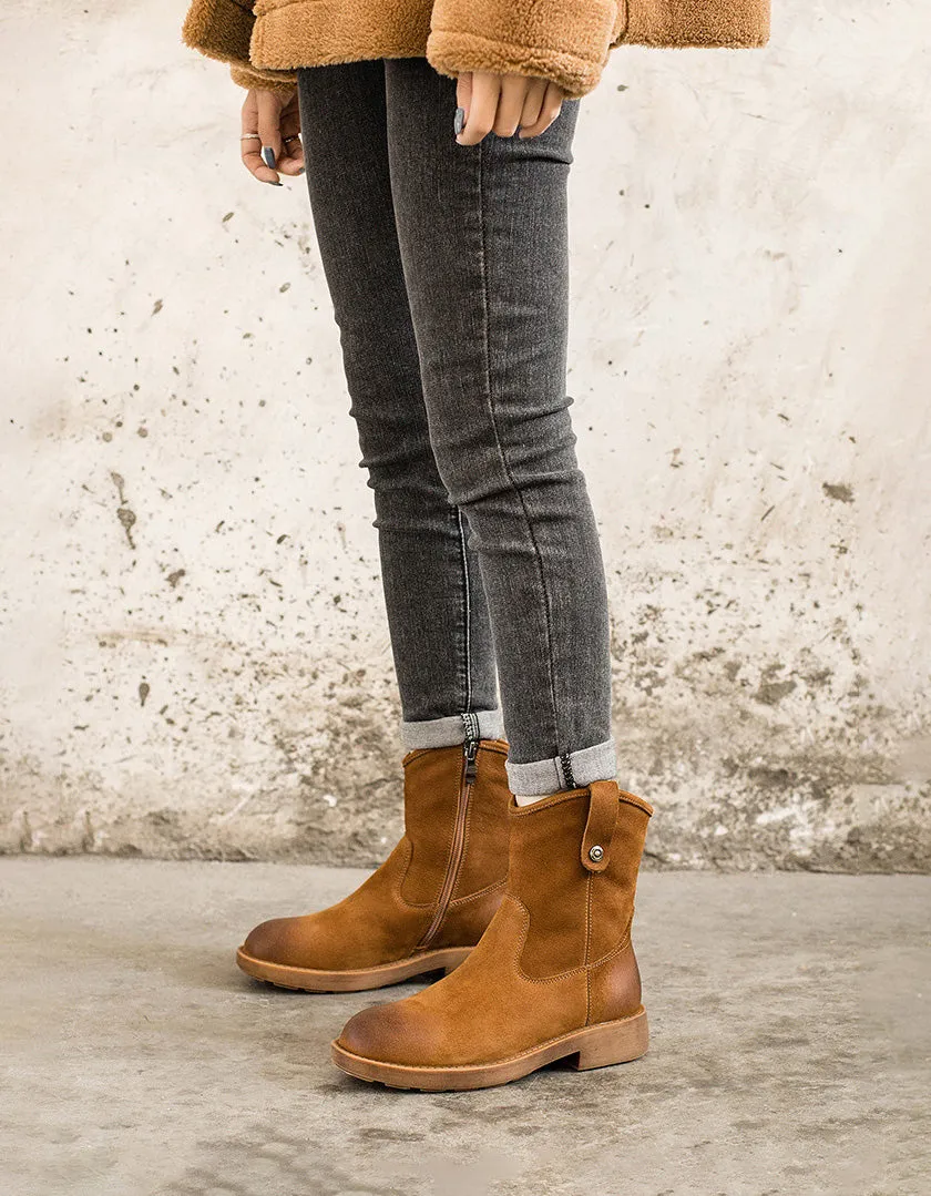 Handmade Real Leather Winter Martin Boots with Fur