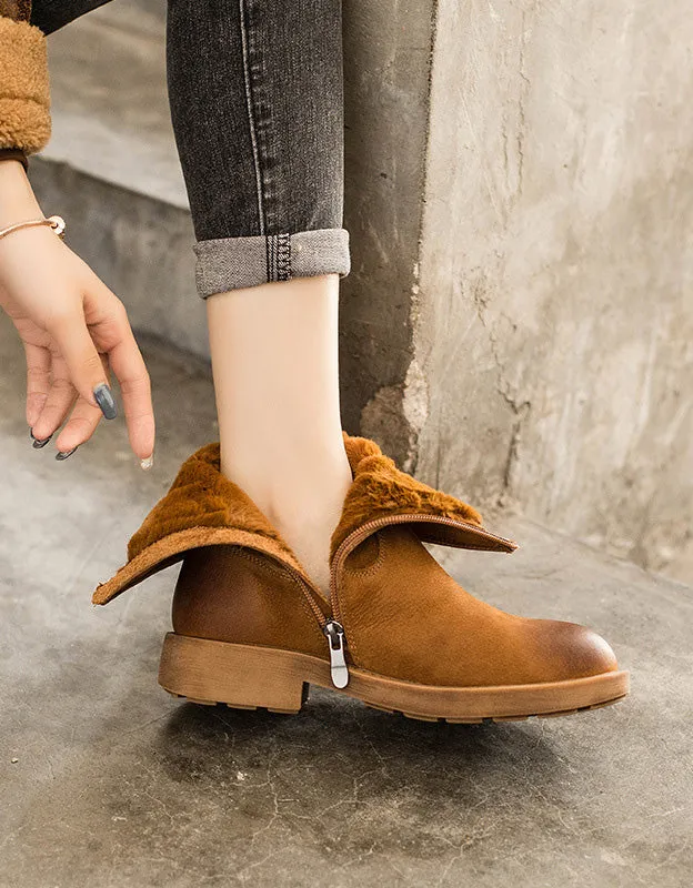 Handmade Real Leather Winter Martin Boots with Fur