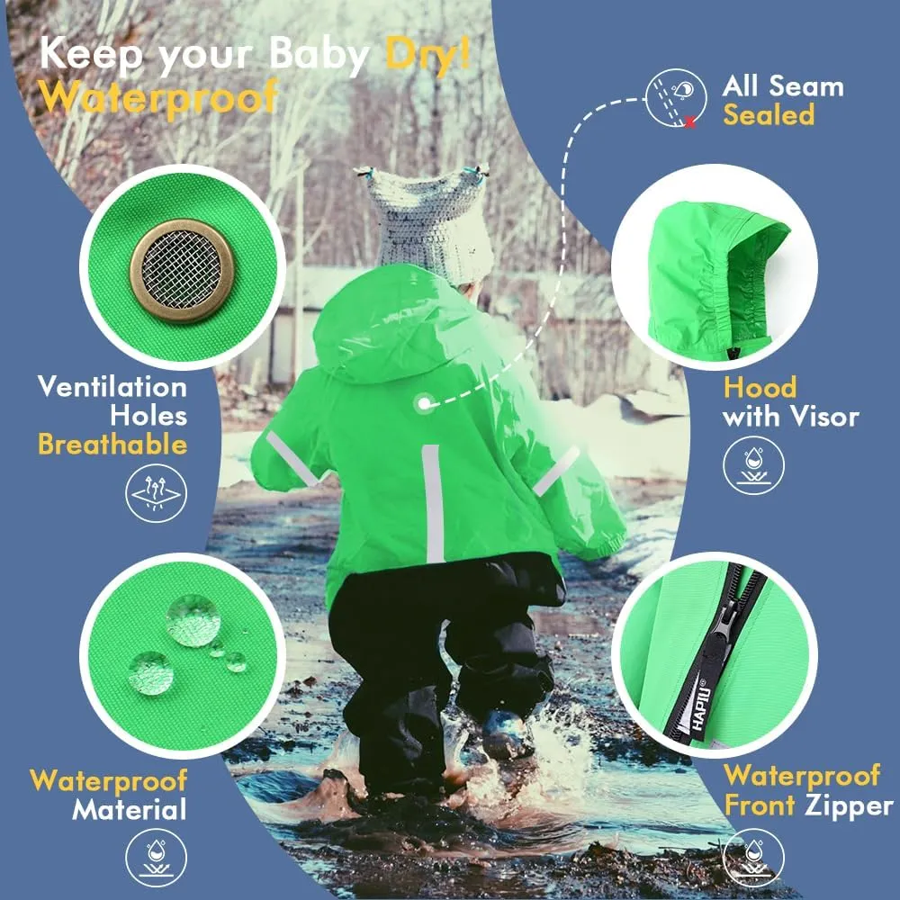 HAPIU Kids Toddler Rain Suit Muddy Buddy Waterproof Coverall