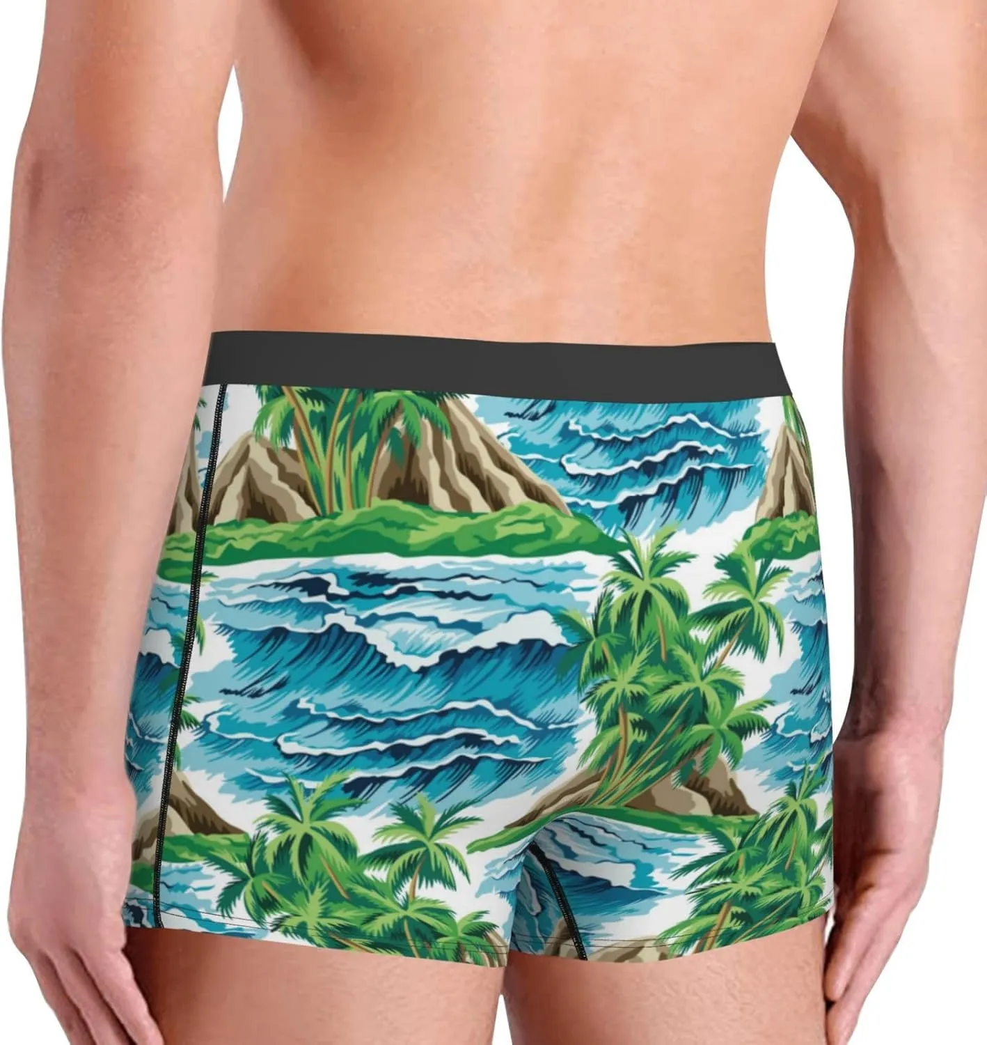 Hawaii Palms Print Boxer Briefs For Men Breathable Underwear-