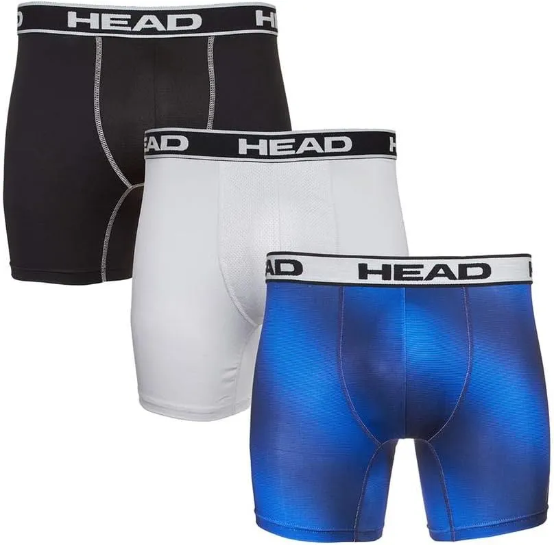 HEAD Mens Performance Underwear - 3-Pack Stretch Performance Boxer Briefs Breathable No Fly Up to Size 5X