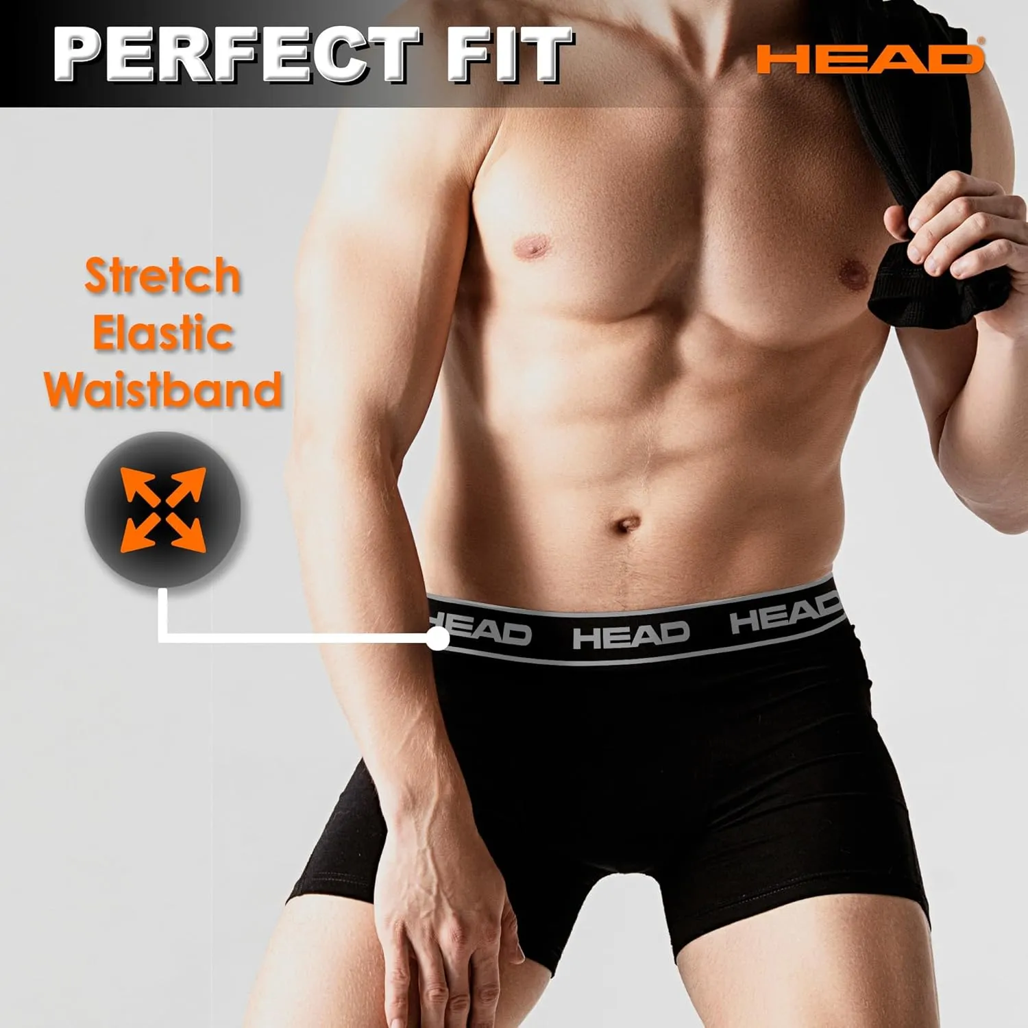 HEAD Mens Performance Underwear - 3-Pack Stretch Performance Boxer Briefs Breathable No Fly Up to Size 5X