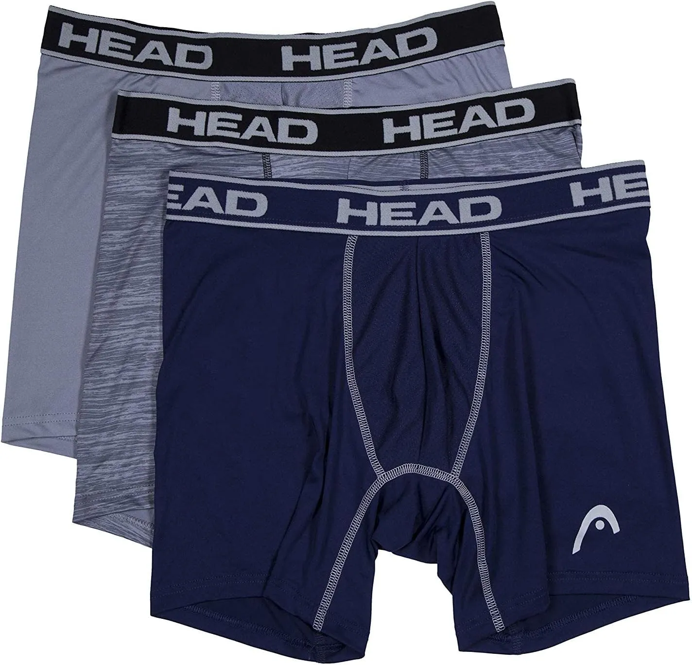 HEAD Mens Performance Underwear - 3-Pack Stretch Performance Boxer Briefs Breathable No Fly Up to Size 5X