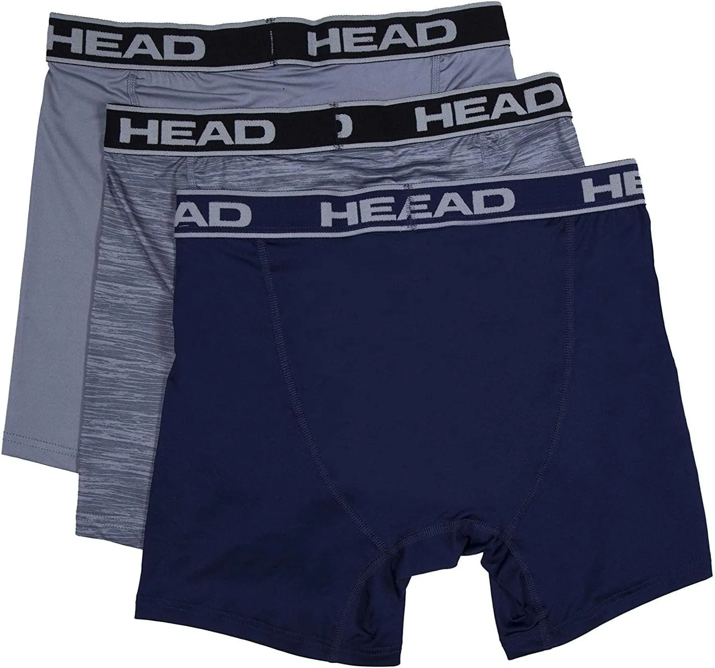 HEAD Mens Performance Underwear - 3-Pack Stretch Performance Boxer Briefs Breathable No Fly Up to Size 5X